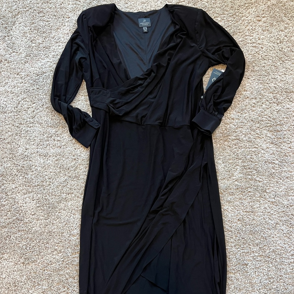 Adrianna Papell Dress 14W Black Long Sleeve
